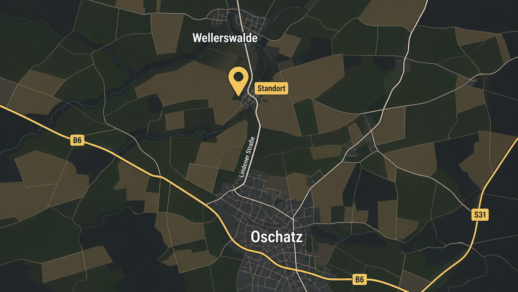 Lagekarte der Hallenvermietung zwischen Oschatz und Wellerswalde